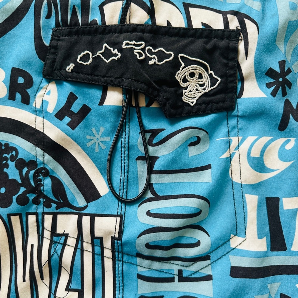 HIC Hawaiian Island Creations Mens Board Shorts 34‎ Howzit Surf Trunks Vacation - Picture 16 of 16